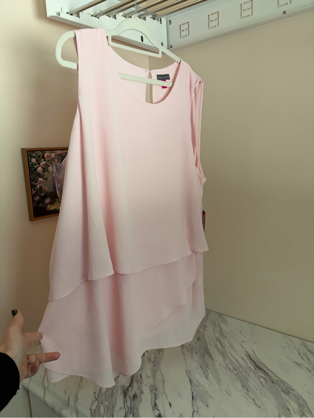 NWT Vince Camuto Tiered Blouse 2X Pale Dahlia Pink Sleeveless Layered Tank Top